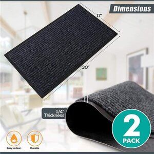 Mat Welcome Mats 2-Pack - Indoor Outdoor Rug Entryway Mat Steel Gray 30'' x 17''